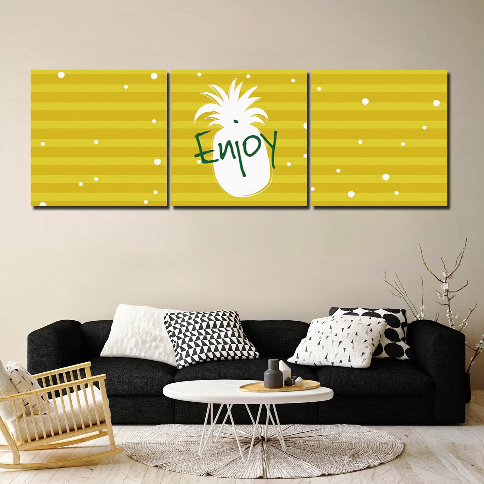 Summer Pineapple Yellow Canvas Wall Art - 16