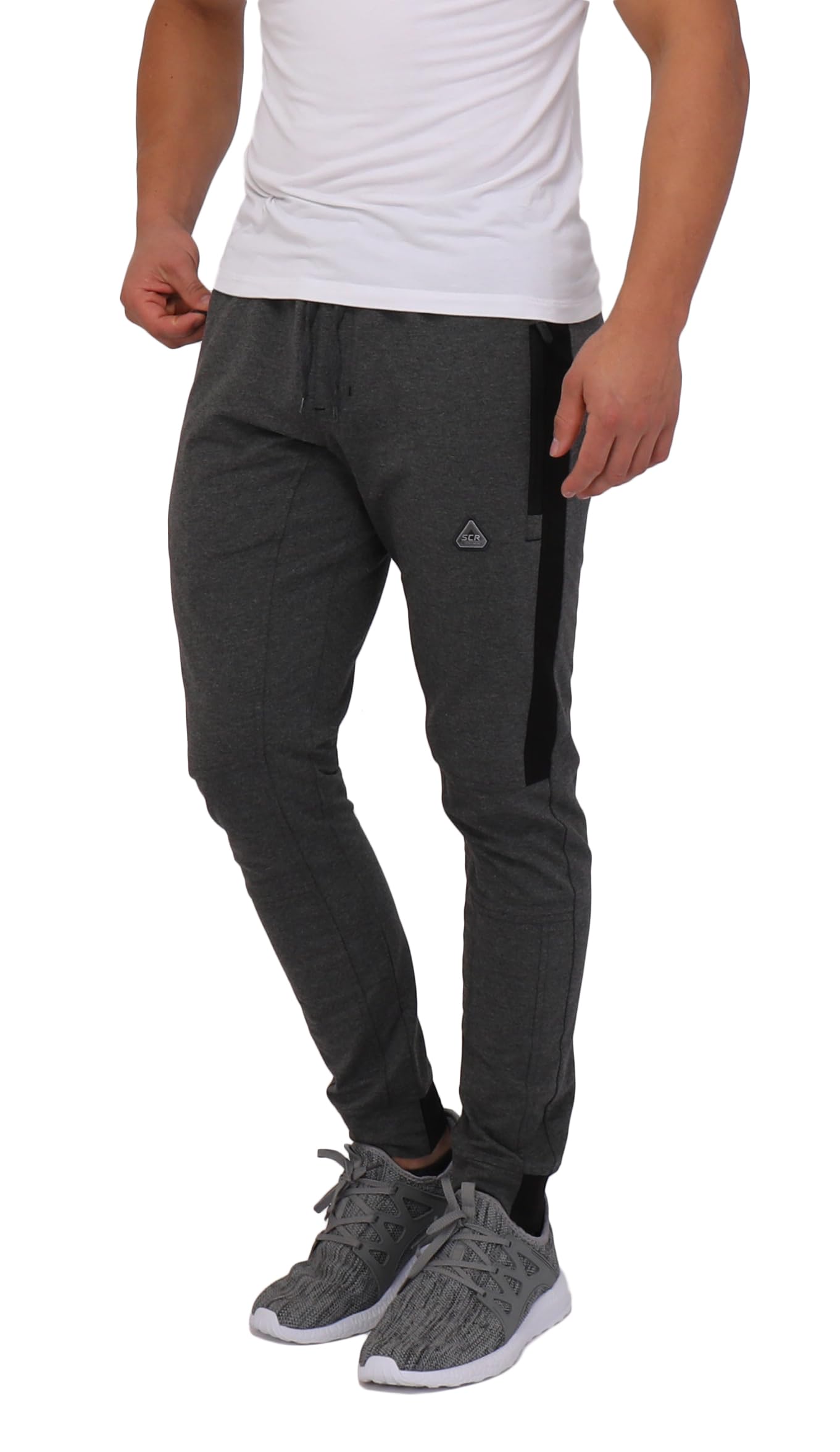 SCR SPORTSWEAR Men's Tall Jogger Sweatpants - Athletic Workout Pants with Zipper Pockets for Running, Gym & Casual Wear