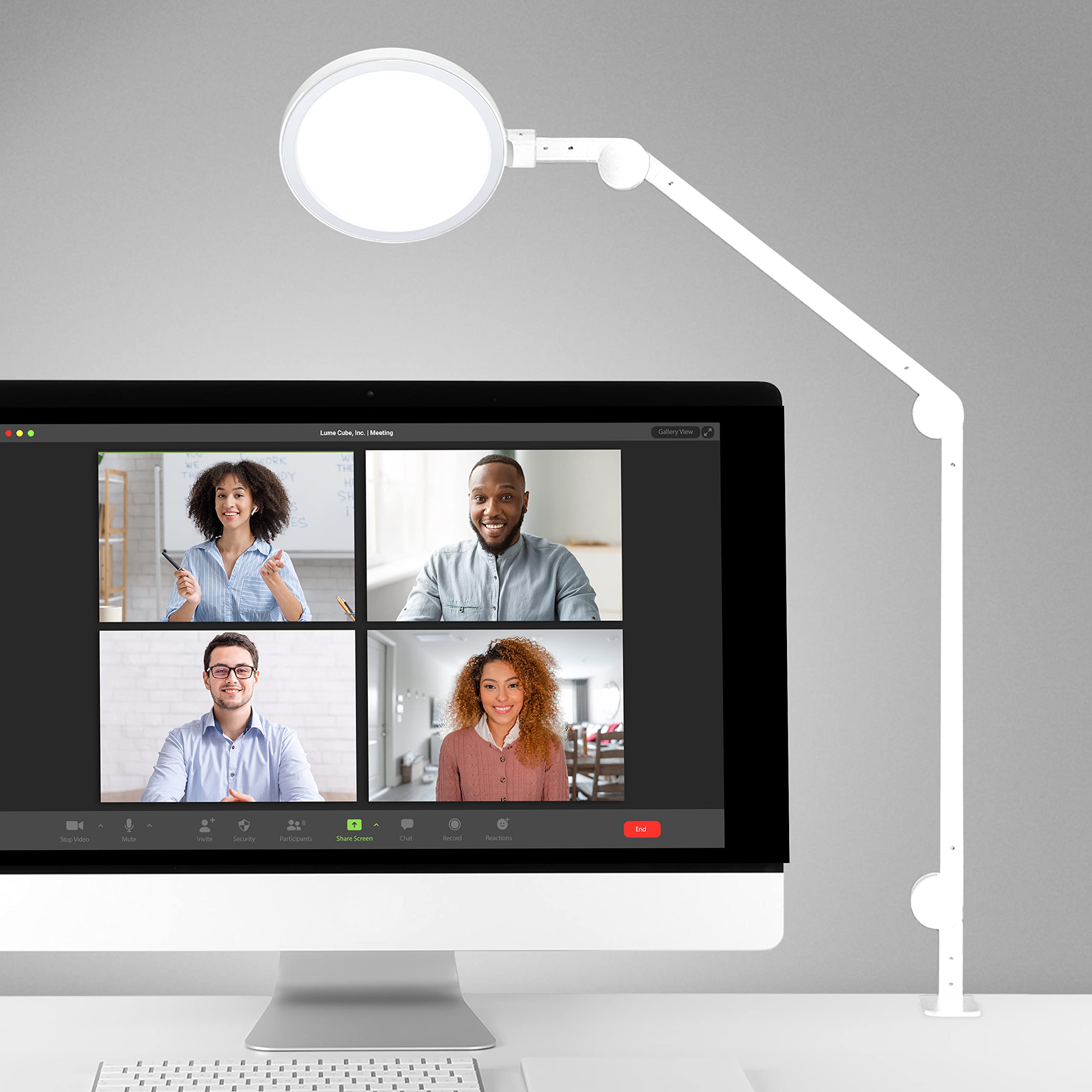 LUME CUBE White Edge LED Desk Light with Clamp - Adjustable Brightness & Color Temperature for Video Conferencing, Zoom Calls, Remote Work, Drafting & Task Lighting | Perfect Home Office Desk Lamp