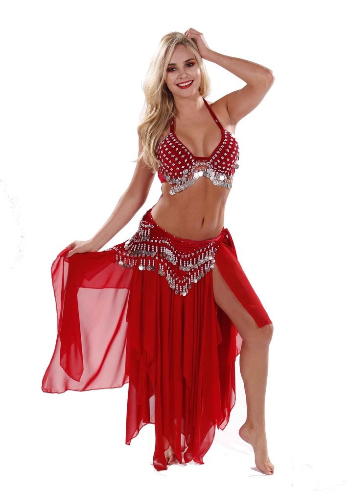 Belly Dance Costume Set - Velvet Bra, Skirt & Hip Scarf | Tribal Tribute Outfit for Women | Perfect for Performances, Parties & Dance Classes