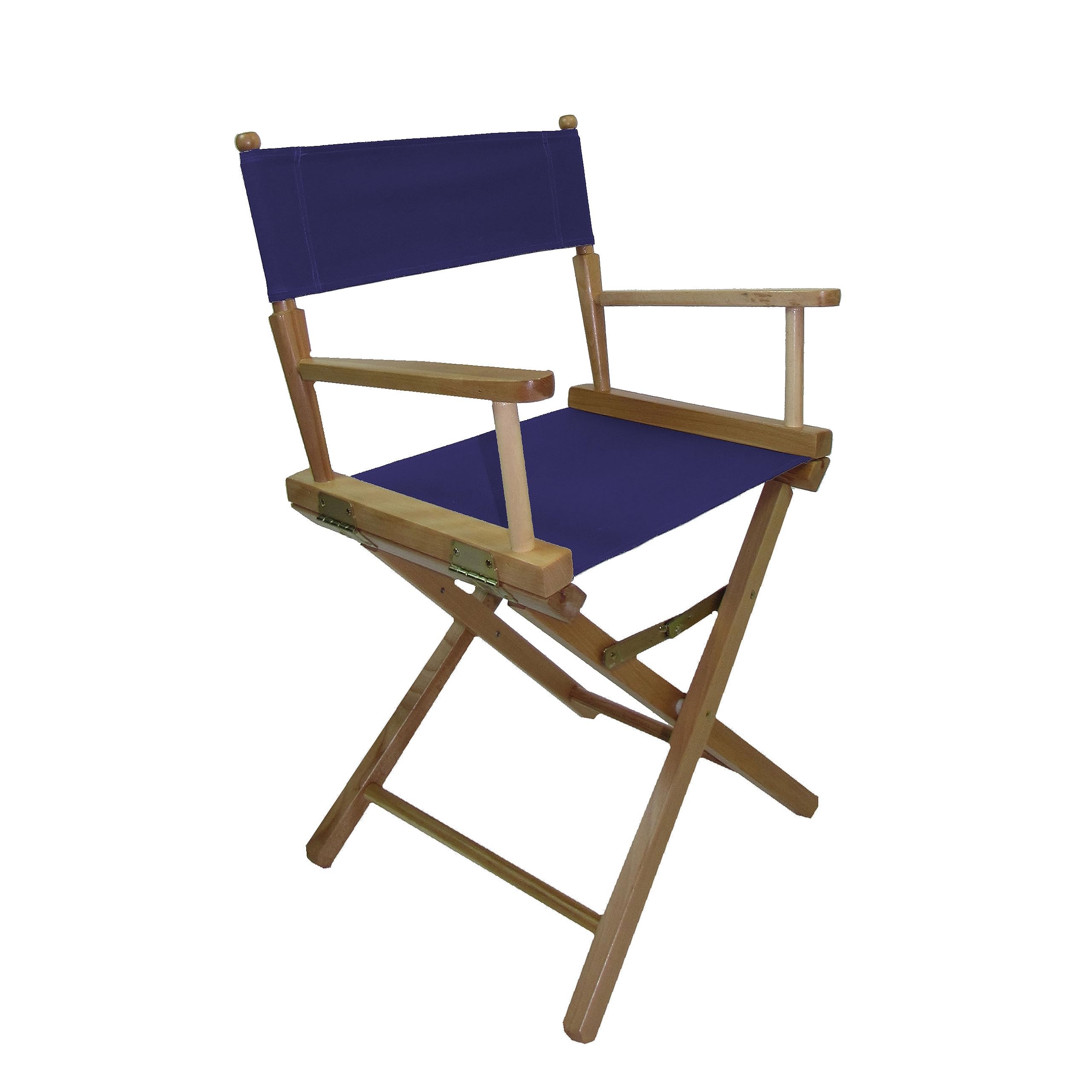 TLT Contemporary 18 Inch Natural Wood Director's Chair with Navy Blue Canvas - Perfect for Indoor/Outdoor Dining, Patio, Beach & Camping