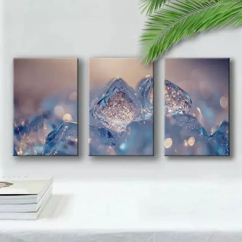 3-Piece Ice Cubes Canvas Wall Art Set - 90x60cm Framed High-Quality Print - 100% Australian Made - Ready to Hang - Perfect for Living Room, Bedroom & Office Decor