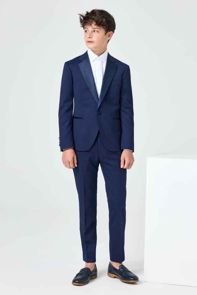 Axel 2-Piece Navy Blue Wool Stretch Tuxedo Suit for Men - Perfect for Weddings, Prom & Formal Events