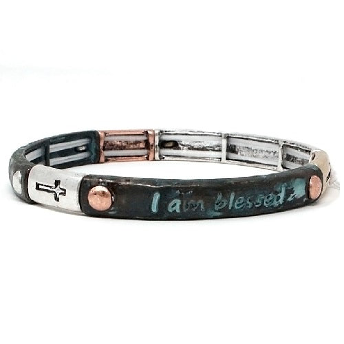 Blessed Beaded Bracelet with Patina Finish - Inspirational Jewelry for Daily Wear & Spiritual Gifting