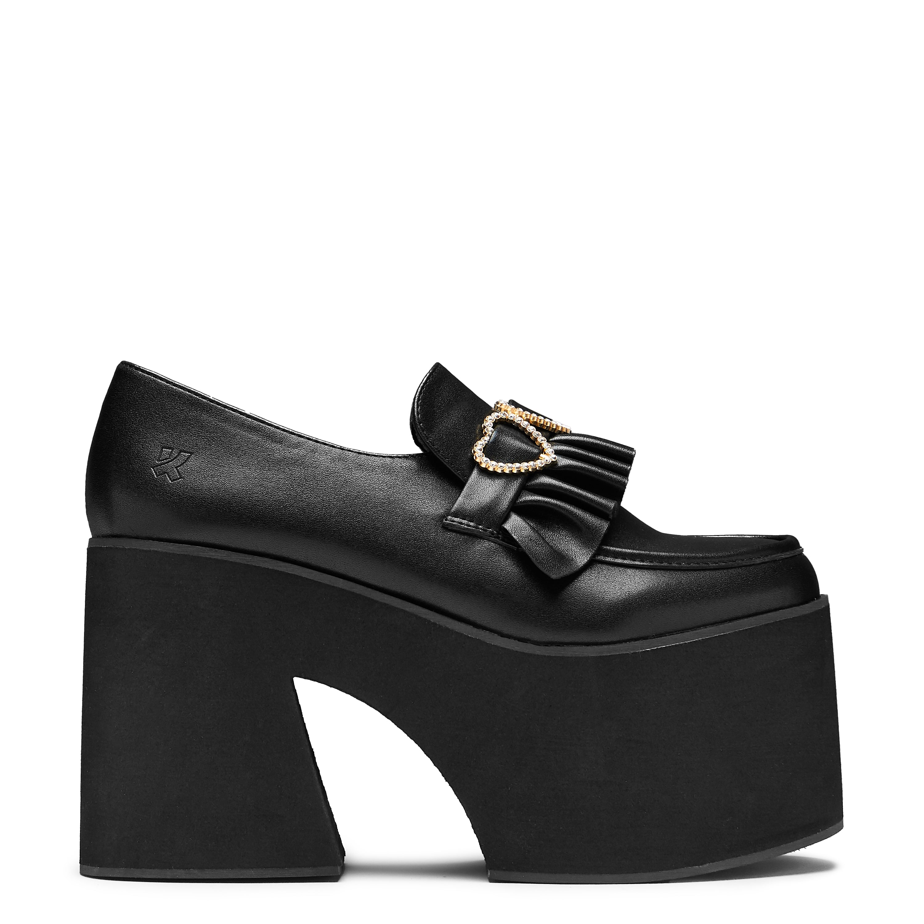 Dark Delights Chunky Heart Platform Shoes - Black | Trendy Gothic Footwear for Women | Perfect for Casual Outfits, Date Nights & Street Style