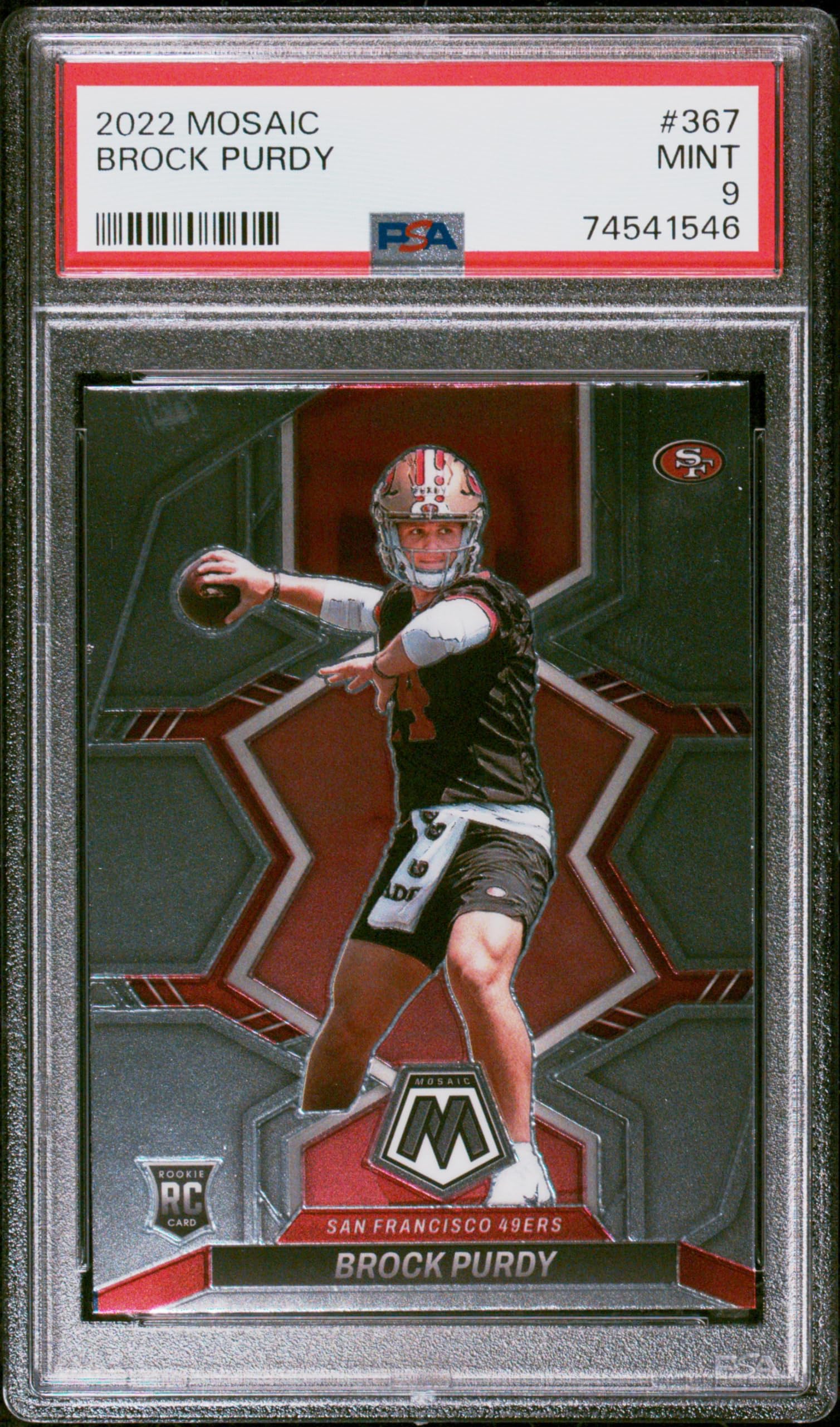 Brock Purdy 2022 Panini Mosaic Football Rookie Card #367 PSA 9 Graded - Collectible Sports Memorabilia for NFL Fans and Card Collectors - Perfect for Display, Investment, and Trading