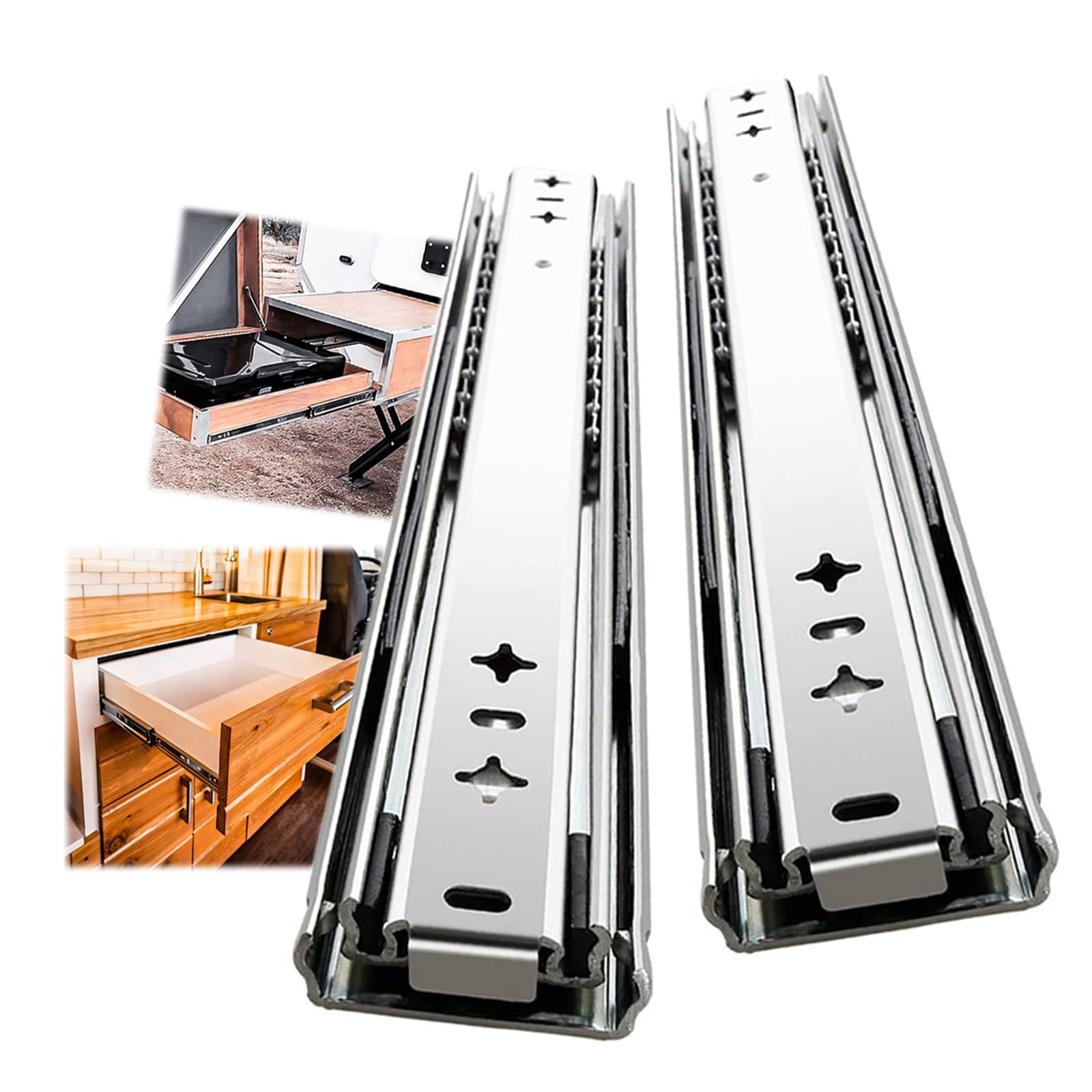 Heavy Duty Ball Bearing Drawer Slides 250mm-1500mm (2 Pack) - 1 Pair Side Mount Detachable Cabinet Runners with 53mm Industry Guide, Supports 50-140kg Load - Perfect for Kitchen Cabinets, Office Furniture & Storage Organization