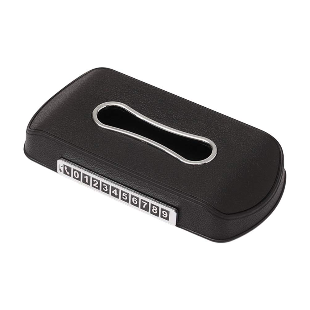 VICASKY Car Tissue Box Cover - Rectangular Auto Napkin Holder with Stop Sign for Car & Home - Black | Perfect for Car Interior & Home Decor Organization