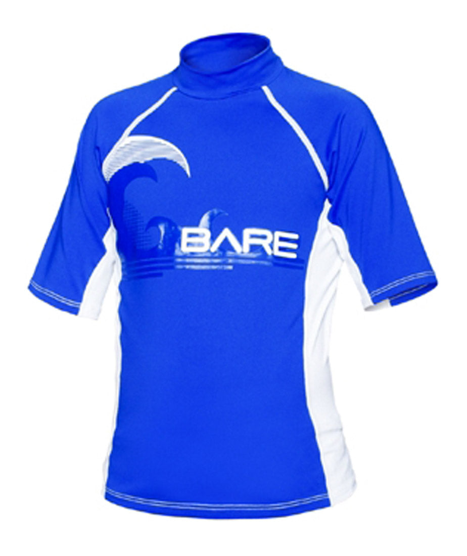 Bare Youth Blue Short Sleeve Sun Guard Rash Guard with 50+ SPF UV Protection - UPF Swim Shirt for Kids Beach, Pool & Outdoor Water Activities
