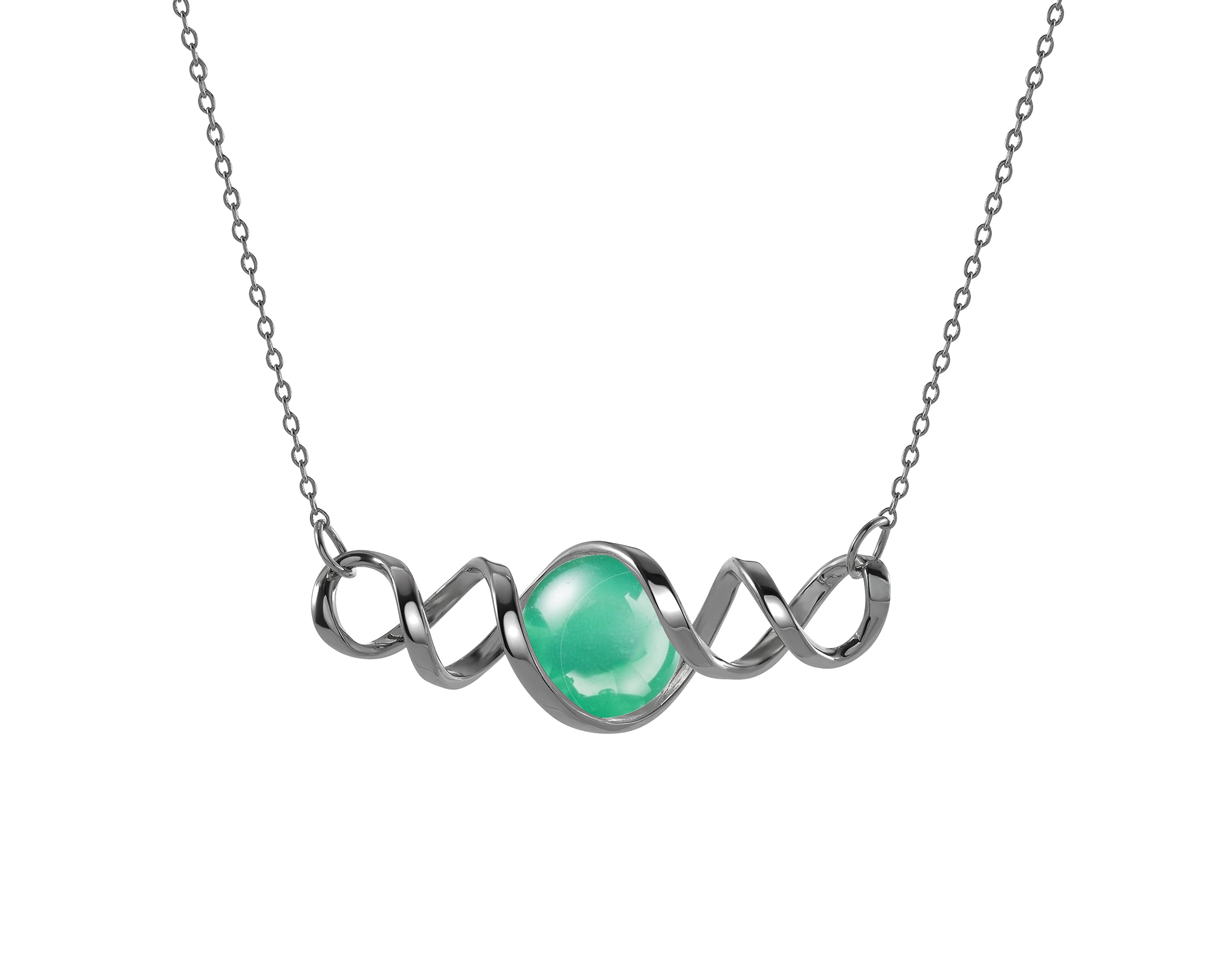 Emerald Green Onyx Black Chain Necklace - May Birthstone Pendant for Women - Minimalist Statement Jewelry for Everyday Wear & Special Occasions