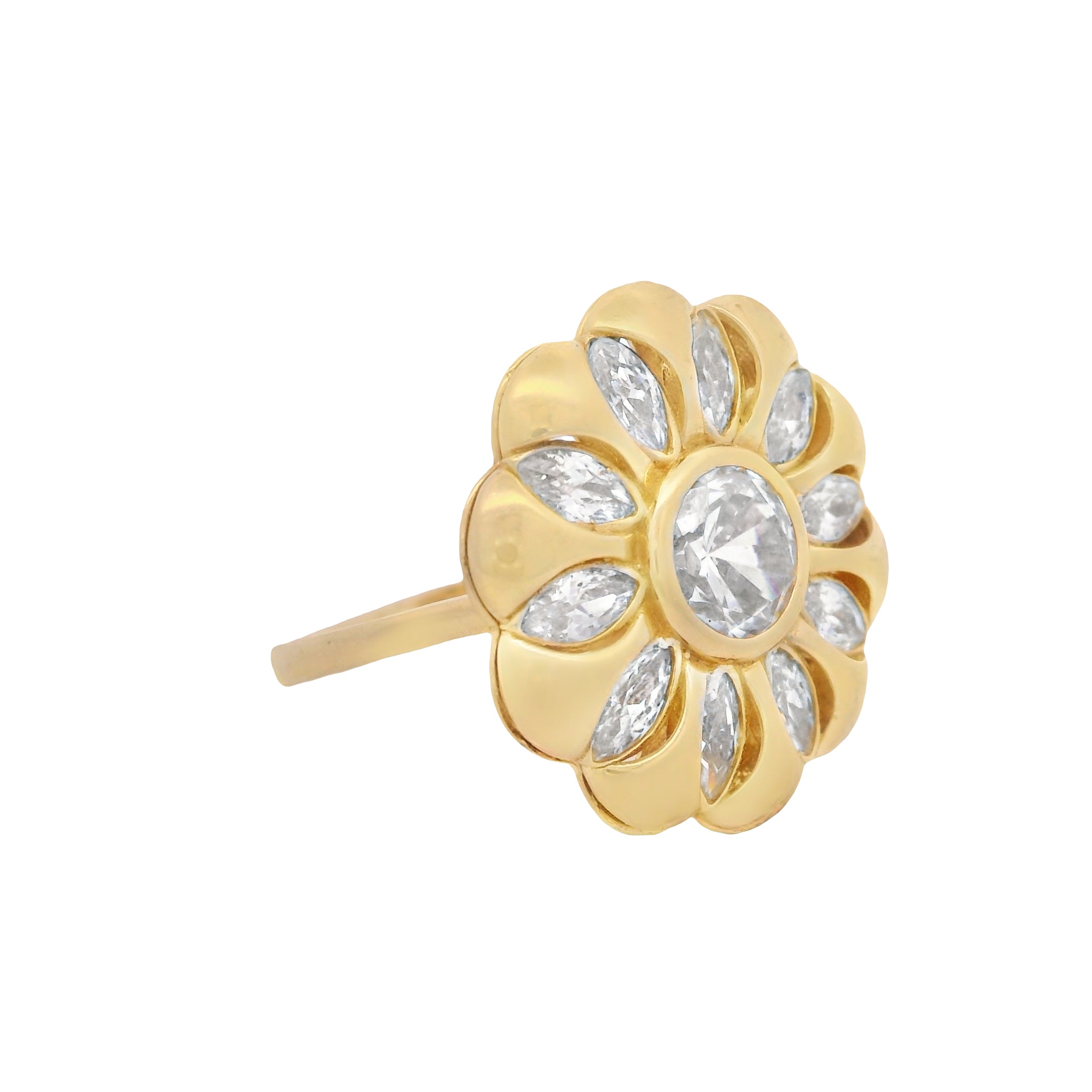 14K Gold Flower CZ Ring for Women - Elegant Cubic Zirconia Jewelry - Perfect for Weddings, Anniversaries & Special Occasions