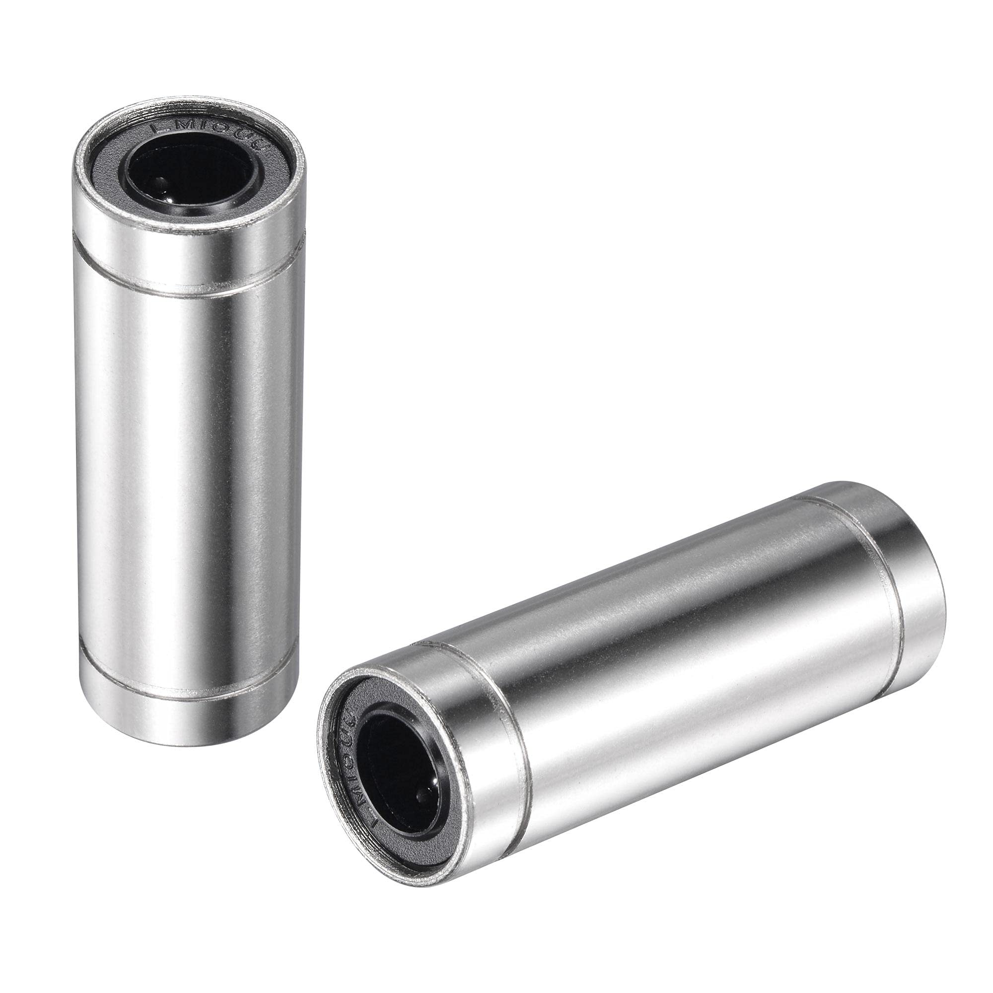 LM10LUU Linear Ball Bearings 10mm Bore 19mm OD 55mm Length Nickel Plated - 2 Pack for CNC Machines, 3D Printers, Robotics & Automation Systems - High Precision Motion Components for Industrial Applications