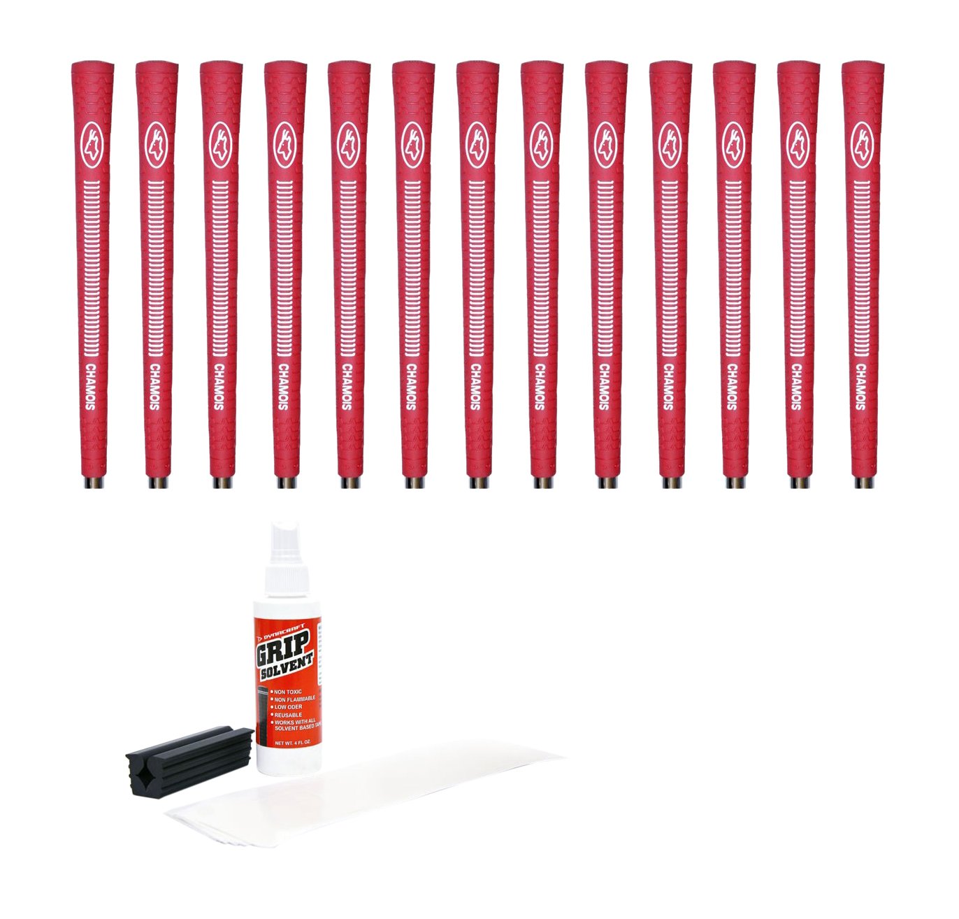 Avon Chamois Jumbo Red 13-Piece Golf Grip Kit with Tape, Solvent & Vise Clamp - Premium Golf Club Regripping Set for Professional & DIY Use on Drivers, Irons & Putters