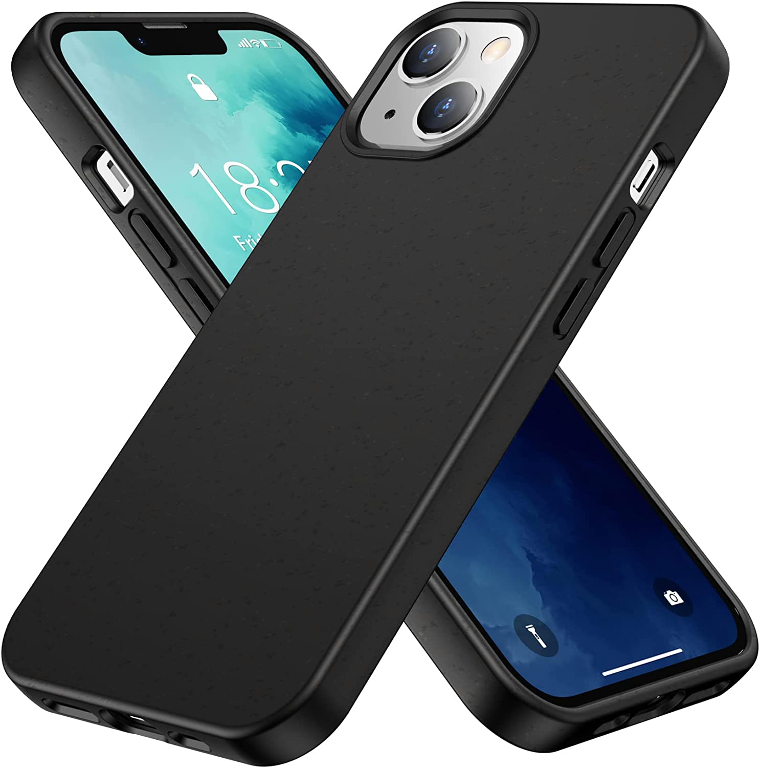 Premium iPhone 14 Max Case with Natural Texture & Speckled Soft Protection - Shockproof & Anti-Scratch Cover - Perfect for Daily Use, Travel & Outdoor Activities (Black)