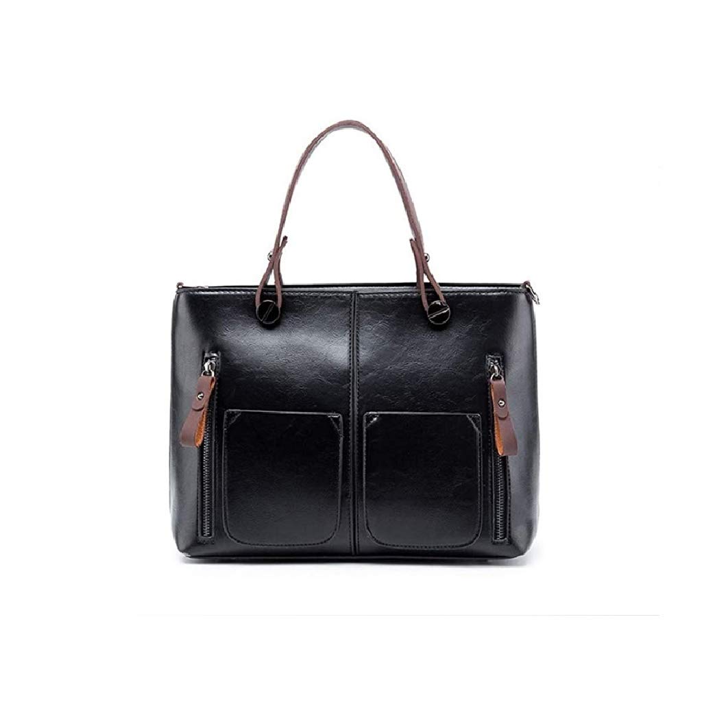 Stylish Vegan Leather Satchel Handbag for Women - Top Handle Shoulder Tote Purse with Adjustable Long Strap (Black) | Perfect for Work, Travel & Everyday Use