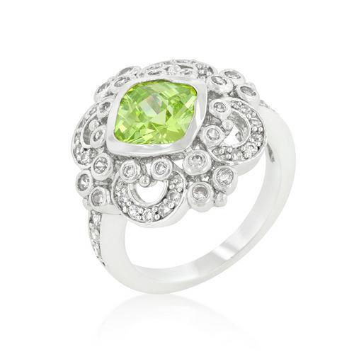 Exquisite Peridot Crest Ring for Women - Vintage Green Gemstone Jewelry - Perfect for Weddings, Parties & Special Occasions