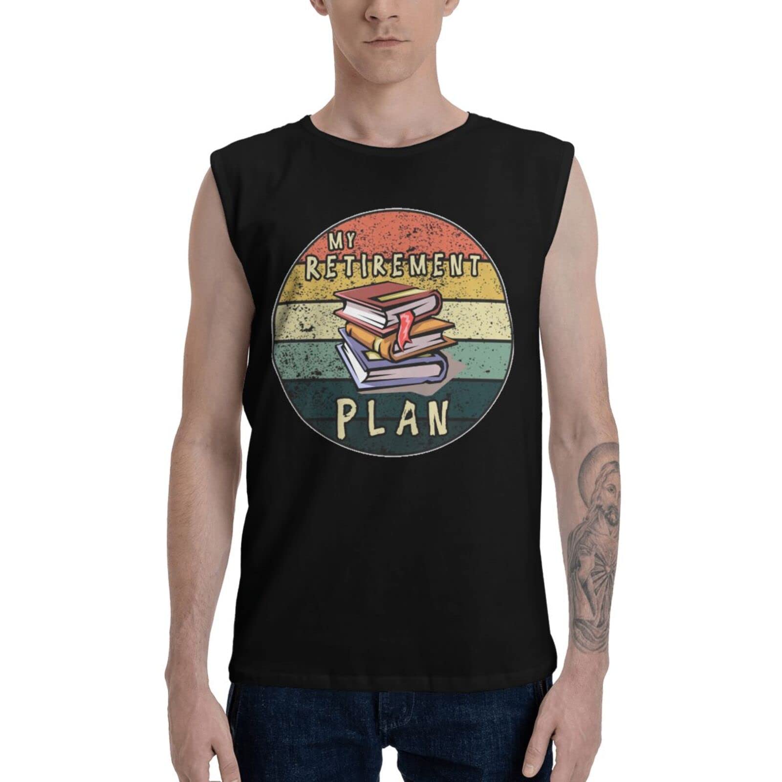 Retirement Plan Bookworm Reader Printed Tank Tops - Gym Workout & Casual Sleeveless Exercise Shirts for Women & Men - Perfect for Workouts, Running, Yoga & Summer Outfits