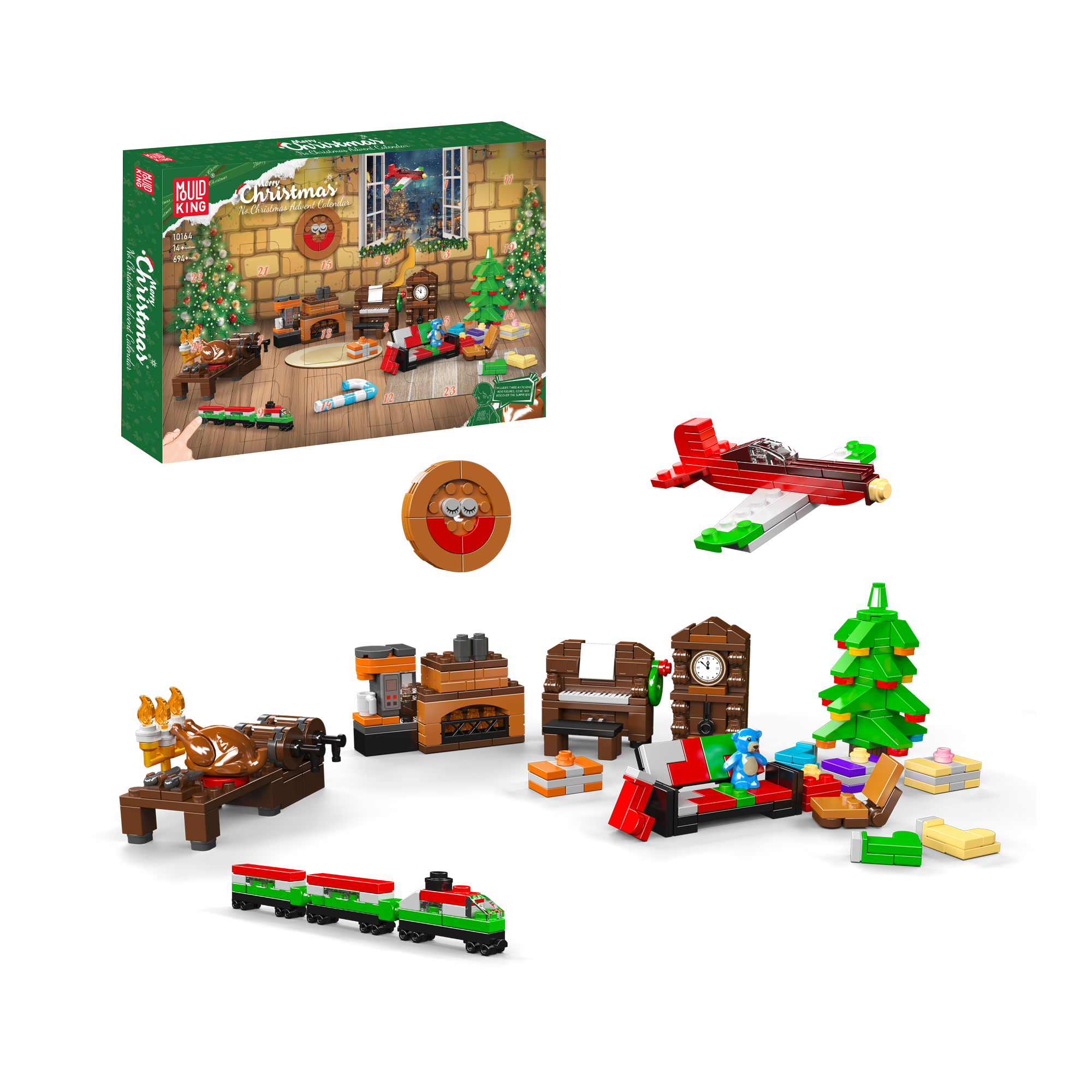 Mould King 10164 Christmas Advent Calendar Building Blocks Set - 694 Pieces | Holiday Countdown DIY Toy for Kids & Adults | Perfect for Christmas Decorations & Gift Giving