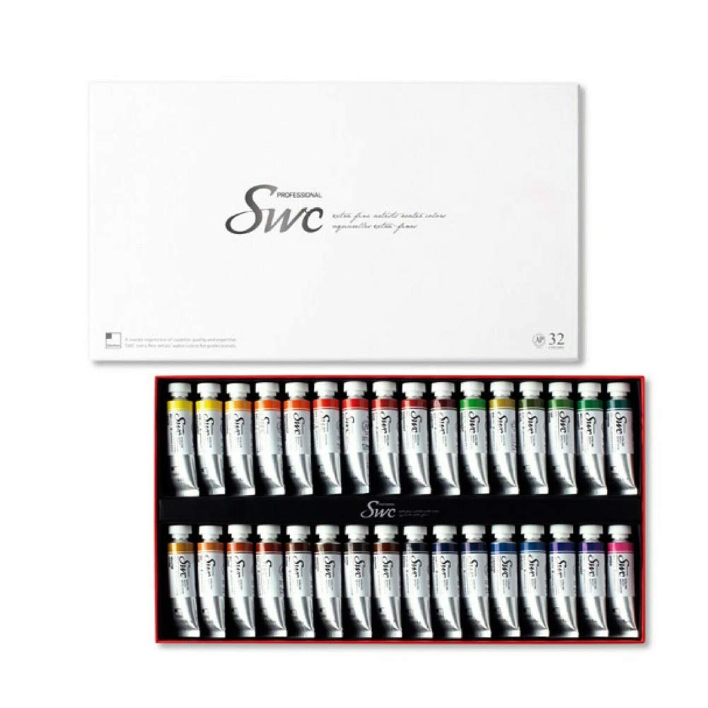 SHINHAN SWC Premium Professional Artist Grade Watercolor Paint Set - 32 Vibrant Colors (15ml Tubes) - Perfect for Watercolor Painting, Illustration & Mixed Media Art