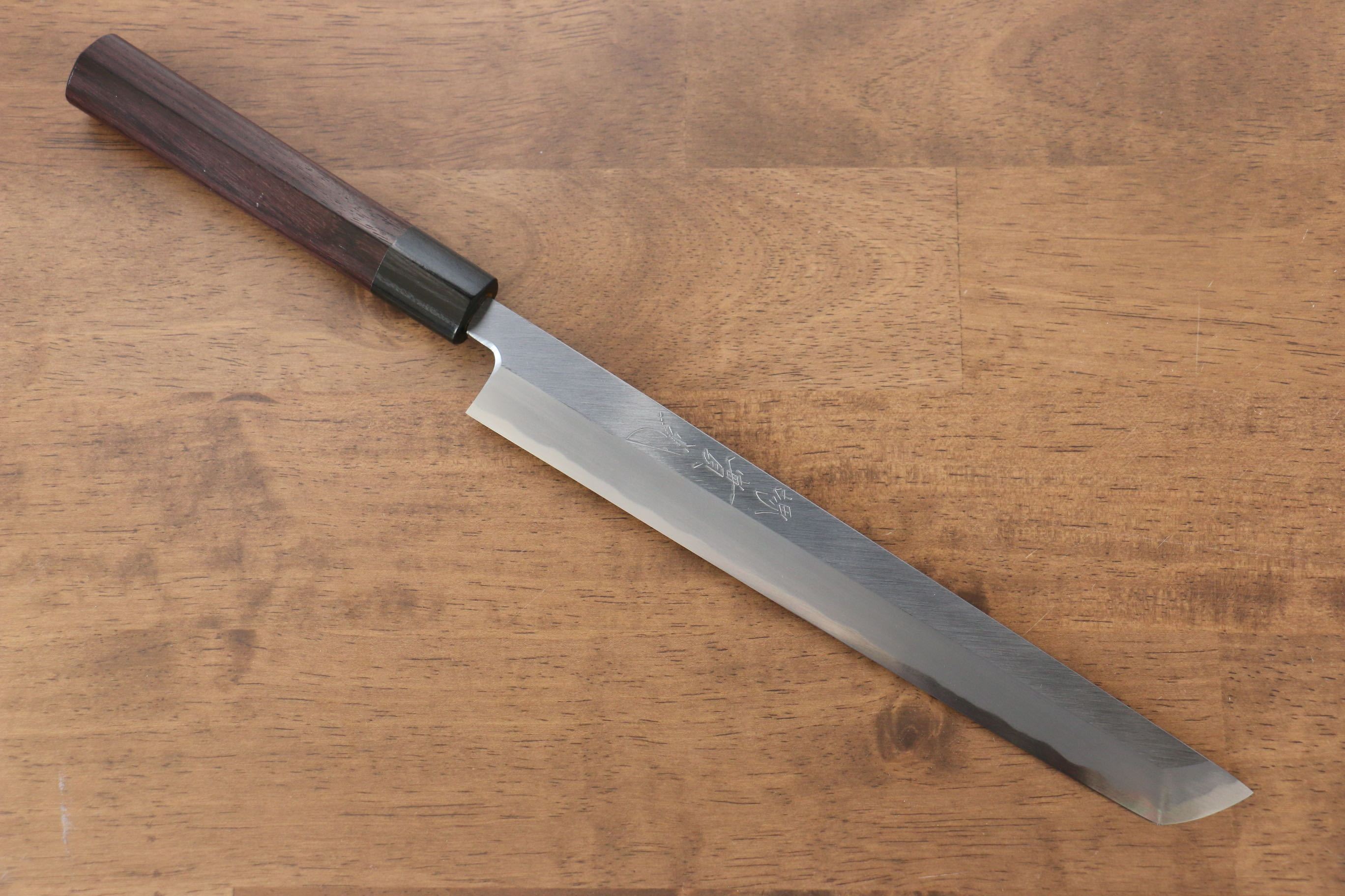 Premium Jikko White Steel No.2 Sakimaru Yanagiba 240mm Japanese Sushi Knife with Exquisite Shitan Handle - Perfect for Sushi Chefs & Professional Japanese Cuisine Preparation
