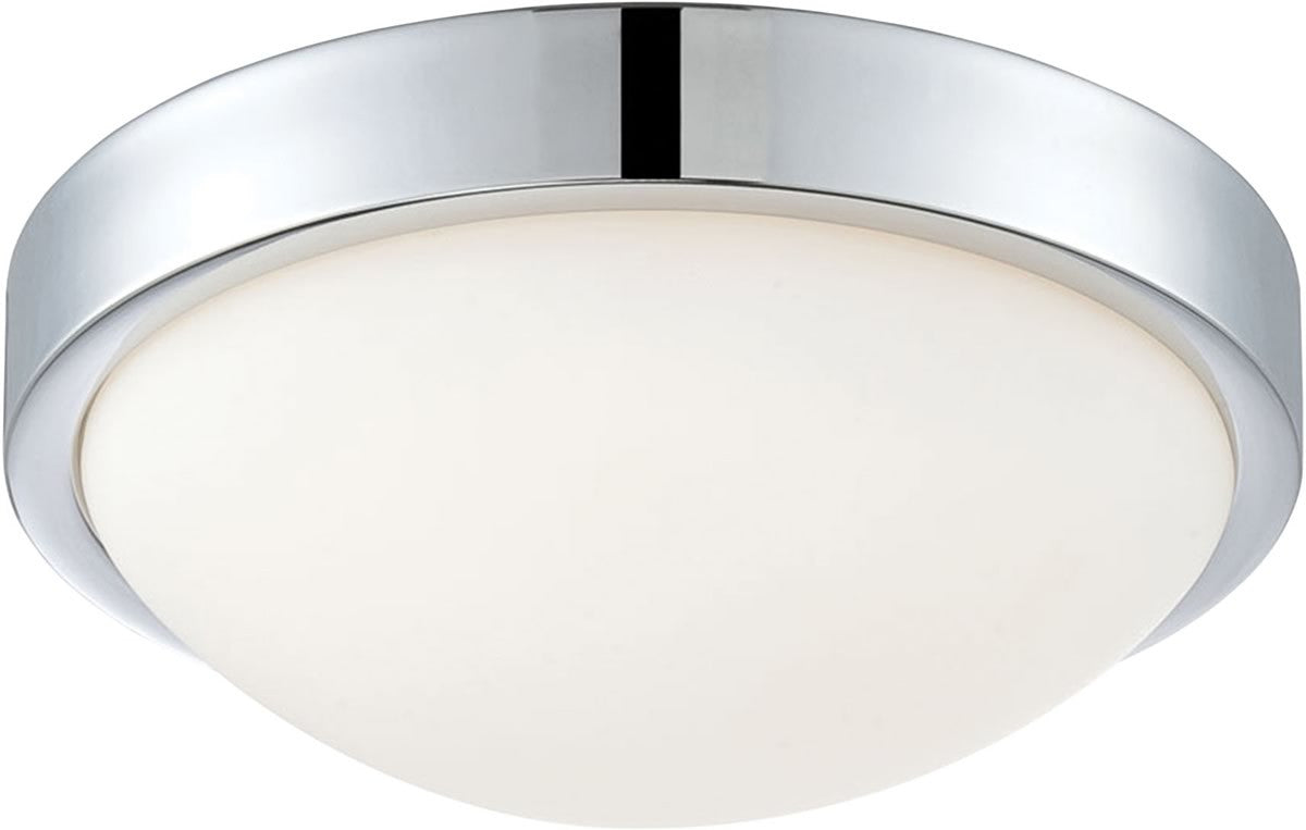 10W Sydney LED Flush Mount Ceiling Light - Chrome/White Opal Glass - Energy Efficient Modern Lighting for Bedroom, Kitchen, Hallway
