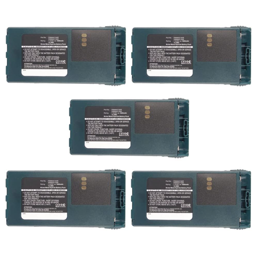 Synergy Digital 2-Way Radio Batteries - 5 Pack Ni-MH 1800mAh Replacement for Motorola PMNN4072 & PMNN4017 - Long Lasting Walkie Talkie Batteries for Outdoor, Construction & Emergency Communication