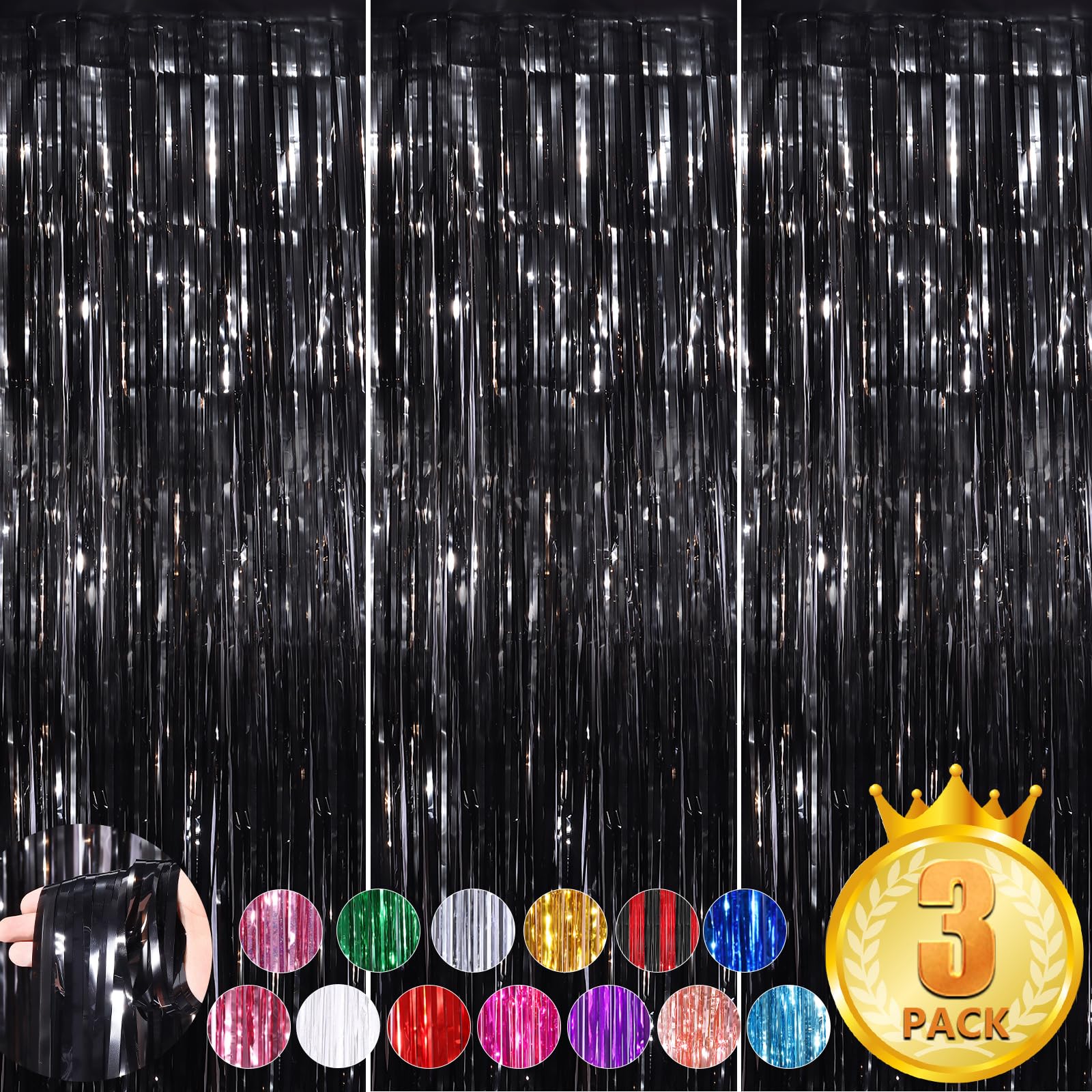 3.3x8.3Ft Foil Fringe Backdrop Curtains - Tinsel Streamers for Birthday Party, Graduation, Wedding, Baby Shower & Disco Party Decorations - Perfect for Door Decor, Anniversary Celebrations & Photo Booth Backdrops