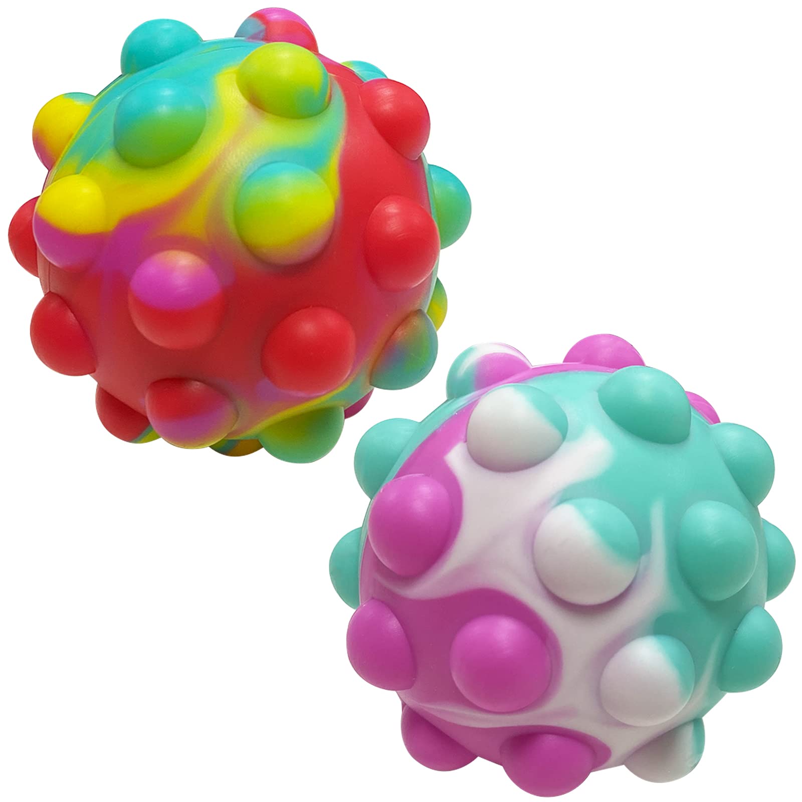 Gytera 3D Push Pop Fidget Stress Relief Ball Toy - 2 Pack Sensory Bubble Popper for Kids & Adults - Hand Exercise Anxiety Relief - Perfect for Valentine's Day Gifts, Classroom, Office & Travel Stress Relief