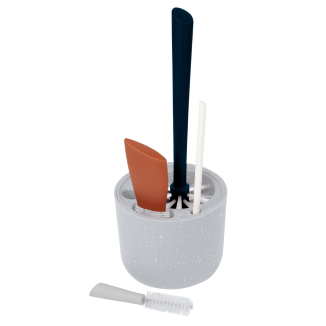 Boon Mod Bottle Brush Set - Navy Blue | Baby Bottle Cleaning Brush with Stand | Perfect for Newborns, Infants & Toddlers | Dishwasher Safe & BPA Free