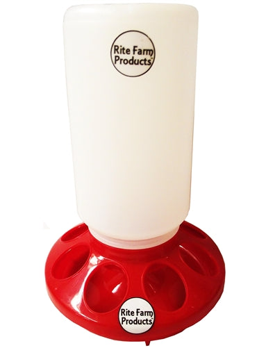 Rite Farm Products Red Chick Feeder with Quart Jar - Durable Poultry Waterer for Baby Chicks, Hens & Ducks - Perfect for Backyard Coops, Farms & Homesteads