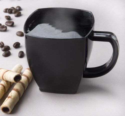 5 Oz Square Disposable Plastic Coffee Cups - 96 Count Black Small Espresso Shot Glasses for Tea, Cappuccino, Desserts - Perfect for Parties, Weddings, Cafes and Home Use
