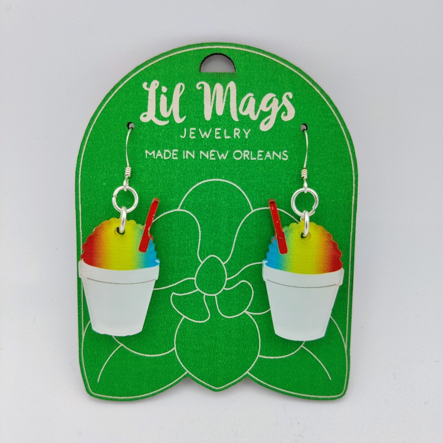 Lil Mags Sno Ball Acrylic Earrings - Cute Winter Snowflake Dangle Earrings for Women, Girls | Christmas Party, Holiday Gift, Casual Wear