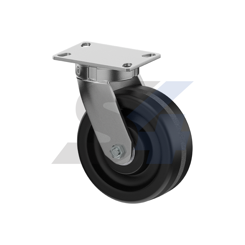 8 x 3 Inch Zinc Alloy Kingpinless Swivel Caster with Top Plate Mount - Heavy Duty Industrial Wheels for Carts, Furniture, and Equipment (Model C014.22D) - Perfect for Warehouses, Workshops, and Home Use