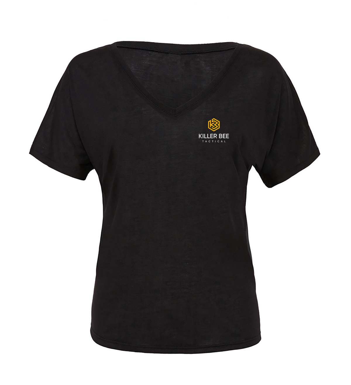 Bella + Canvas Women's Slouchy V-Neck T-Shirt - Soft & Comfortable Casual Tee for Everyday Wear - Black [Killer Bee] - Perfect for Lounge, Outfits & Layering