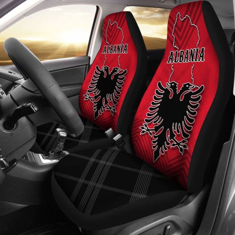 Premium Albania Map Design Car Seat Covers - Universal Fit for Cars, Trucks & SUVs - Durable Neoprene Material for Comfort & Protection - Perfect for Road Trips, Daily Commutes & Gift Giving