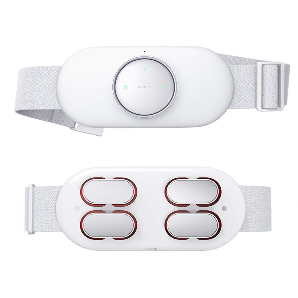 Wireless Heating Waist Massager Belt for Back Pain Relief - Portable Lumbar & Abdomen Massage Device with Heat Therapy (White) - Perfect for Home, Office, and Travel Use