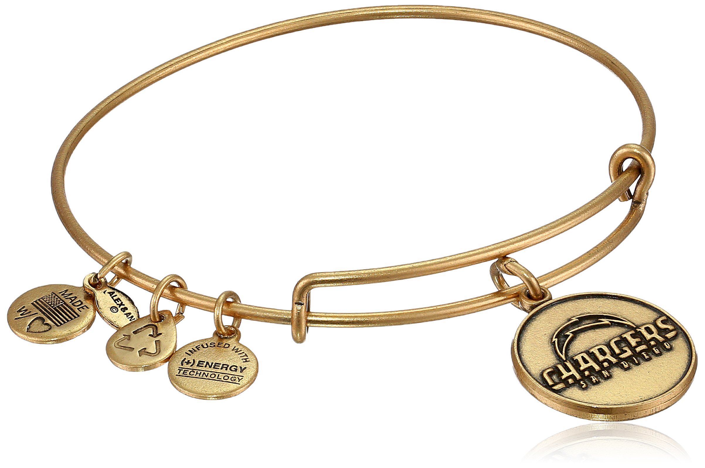 Alex and Ani NFL San Diego Chargers Logo Expandable Wire Bangle Bracelet - Stylish Sports Jewelry for Game Day & Fan Gifts