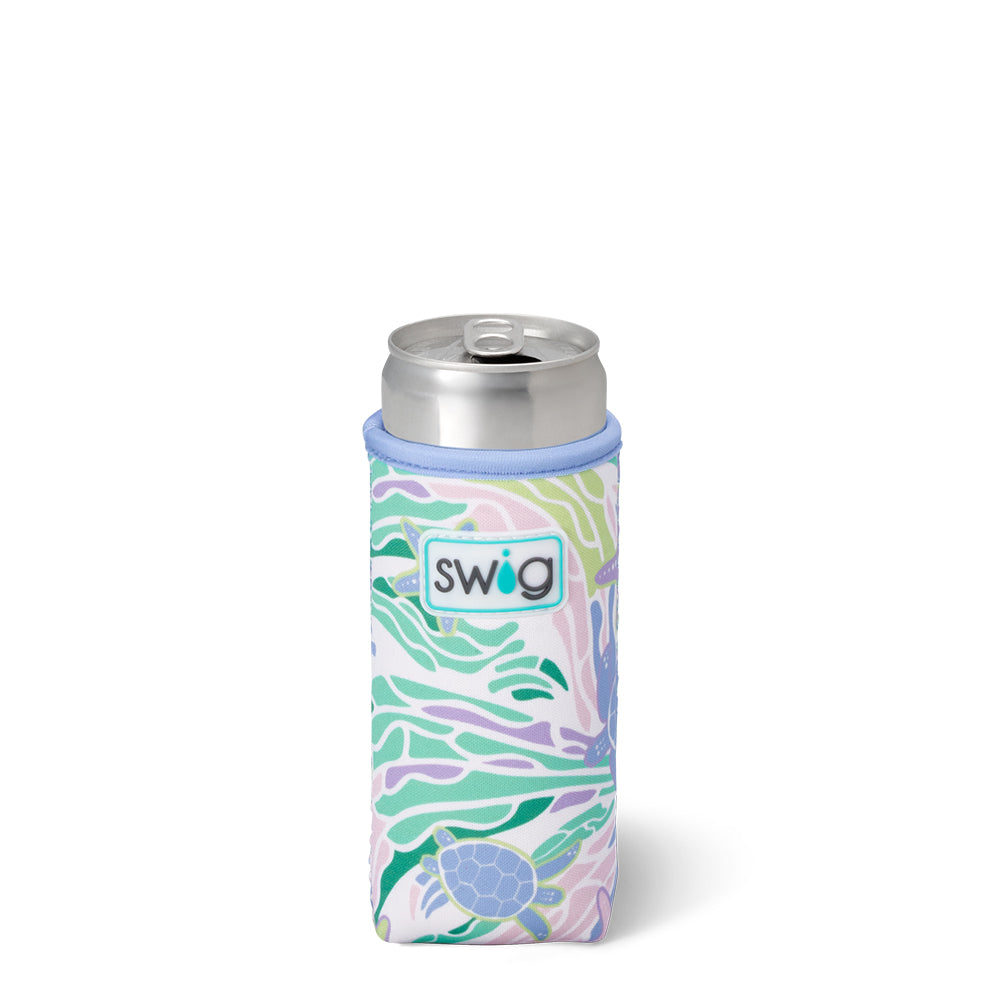Sea Swirl Slim Can Cooler - Insulated Neoprene Beverage Sleeve for Beer, Soda & Energy Drinks - Perfect for Beach, Pool Parties & Outdoor BBQs