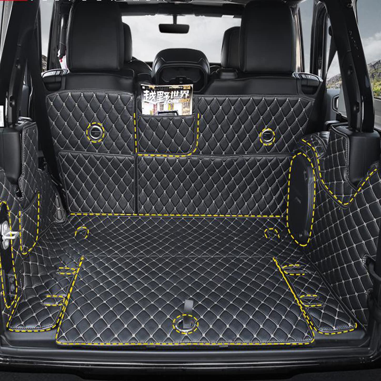 Durable Trunk Mats for Jeep Wrangler JL 4 Door 2018-2022 - Heavy Duty Cargo Liner & Boot Carpet Protector (Black/Beige) | All-Weather Protection for SUV Interior, Road Trips & Outdoor Adventures