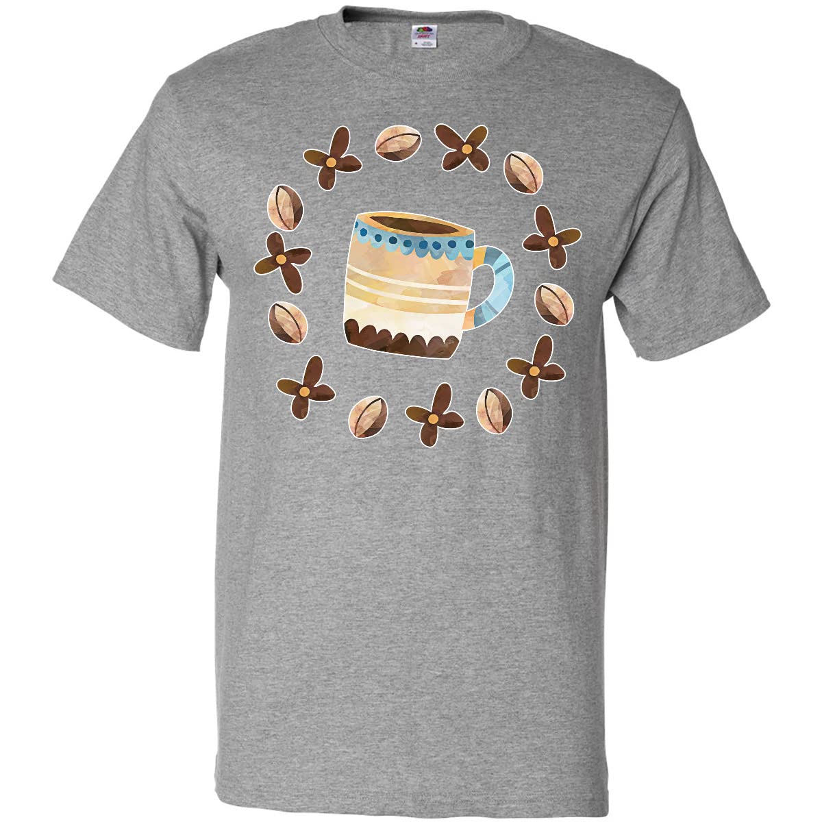 Inktastic Coffee Beans Flower Circle Coffee Cup Graphic T-Shirt - Perfect for Coffee Lovers & Baristas at Cafes, Work, or Casual Outings