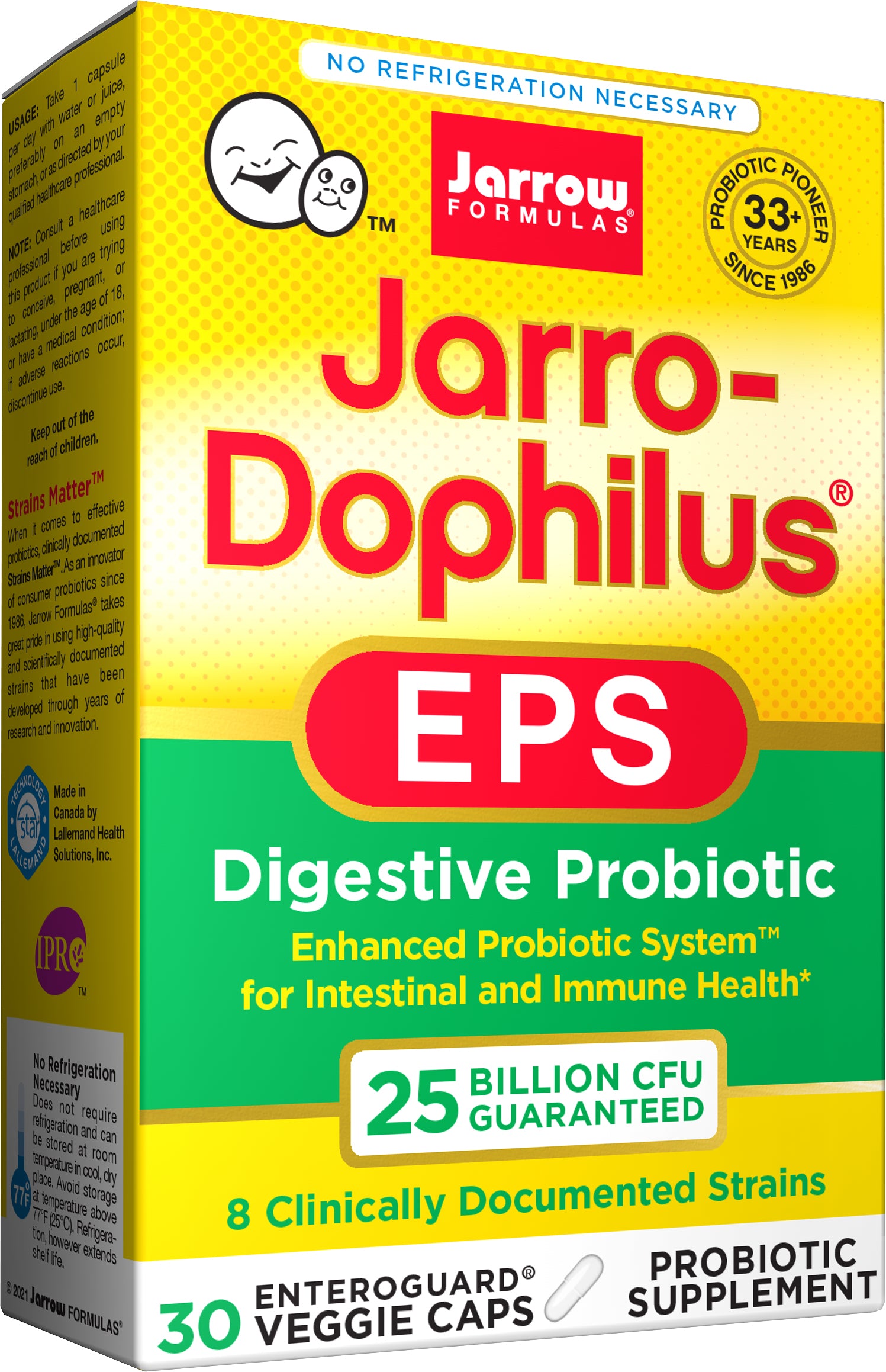 Jarrow Dophilus 25 Billion CFU Probiotic Supplement - 30 Capsules for Digestive Health & Immune Support - Daily Gut Health Supplement for Men & Women