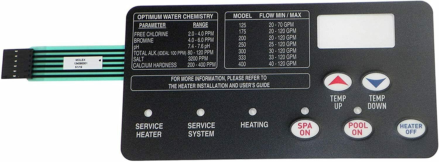 Pentair MasterTemp Pool and Spa Heater 472610Z Switch Membrane Pad Replacement - Compatible with Woxuyzes - Perfect for Easy DIY Repair & Maintenance