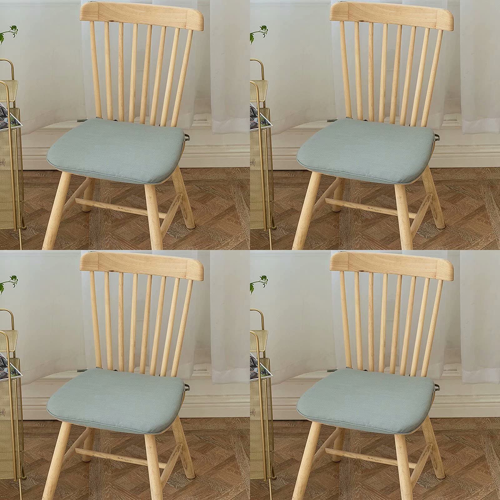 CFMZ 4-Pack Non-Slip Dining Chair Cushions with Ties - Washable Thick Seat Pads for Kitchen & Farmhouse Chairs, Grey - Perfect for Dining Rooms, Breakfast Nooks & Outdoor Entertaining
