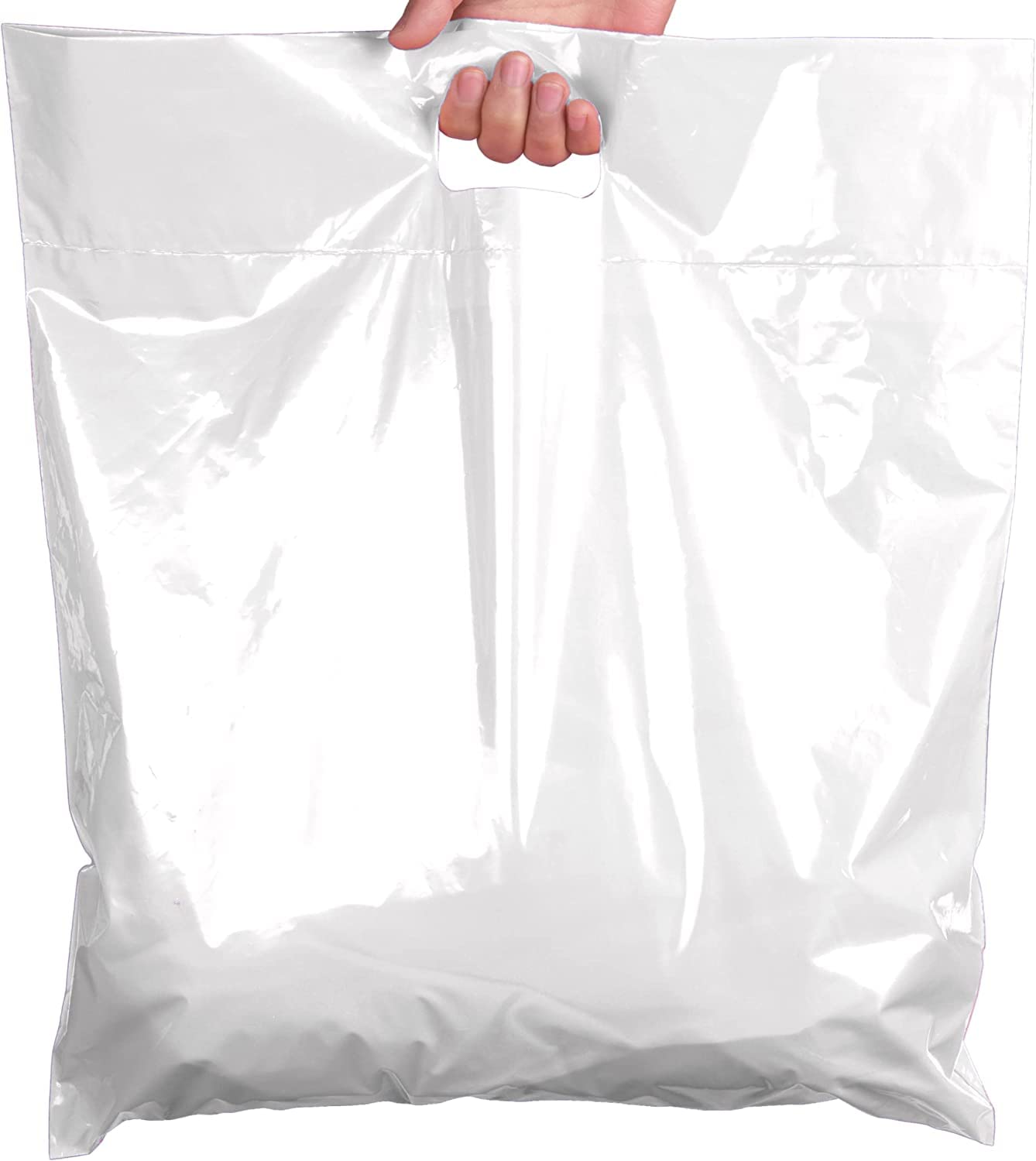 Extra Large 16x18 Plastic Shopping Bags with Handles - Bulk Retail & Boutique Merchandise Bags for Small Business | Durable & Eco-Friendly Store Packaging | Perfect for Clothing, Gifts & Retail Stores