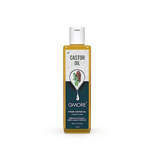 Gmore Cold Pressed Castor Oil for Hair Growth, Skin Care, Beard & Eyebrow Enhancement - 100% Pure Organic Jamaican Black Castor Oil for Thicker Eyelashes & Healthy Scalp | Perfect for Daily Hair Treatment & Natural Beauty Routine
