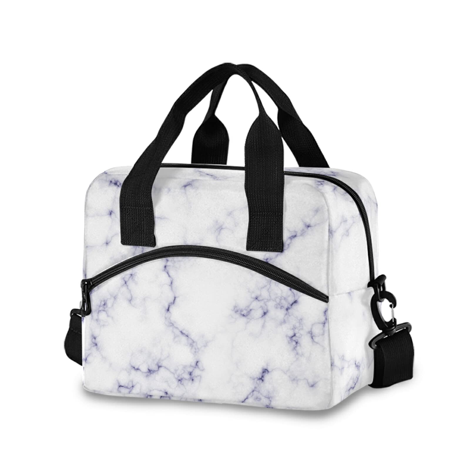 CBBYY Insulated Reusable Lunch Bag for Women & Men - Adjustable Shoulder Strap Tote for Work, School & Picnic | Eco-Friendly Marble Design Lunch Box for Office, Travel & Outdoor Activities