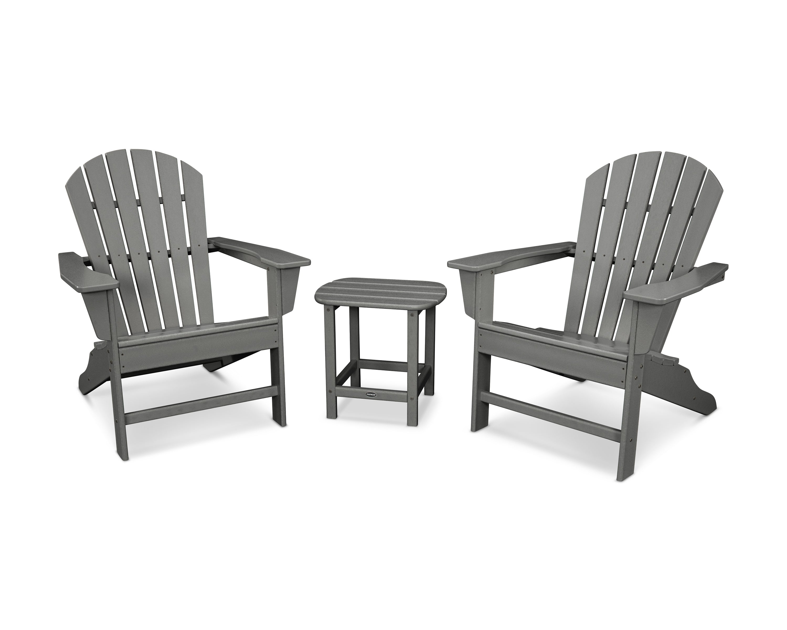 POLYWOOD South Beach Adirondack 3-Piece Outdoor Patio Furniture Set - Durable All-Weather Resin Chairs & Table for Poolside, Garden, Deck, and Backyard Relaxation