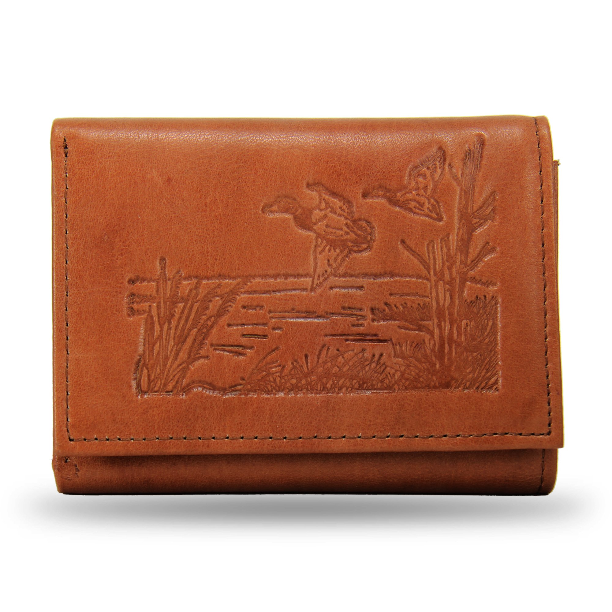 Premium Outdoor Scene Embossed Leather Trifold Wallet for Men - RFID Blocking, Multiple Card Slots & ID Window - Perfect for Travel, Hiking, and Everyday Carry
