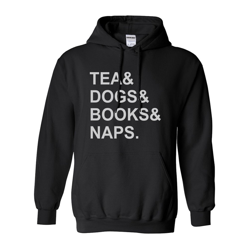Funny Tea Dogs Books Naps Unisex Pullover Hoodie - Cozy Sweatshirt for Reading, Relaxing & Dog Lovers - Perfect Gift for Bookworms & Pet Owners