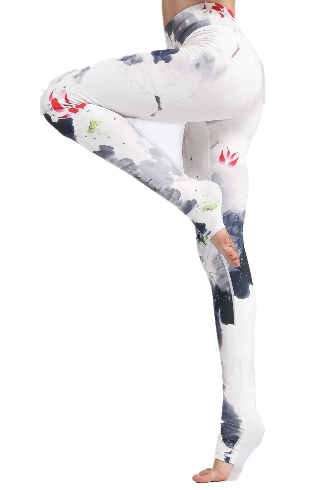 Printed Women's High Waist Yoga Leggings with Tummy Control - Over The Heel Workout Pants for Yoga, Pilates & Gym | Comfortable & Stylish Activewear
